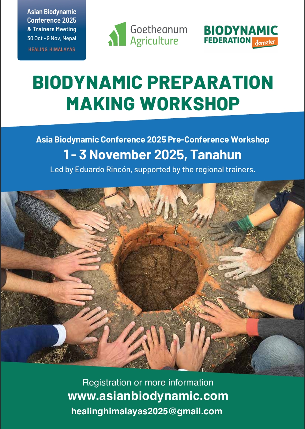 Asia Biodynamic Trainers & Multipliers Meeting - Group of agricultural professionals examining plants in a field